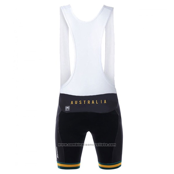 2017 Maillot Cyclisme Australie Blanc et Jaune Manches Courtes et Cuissard